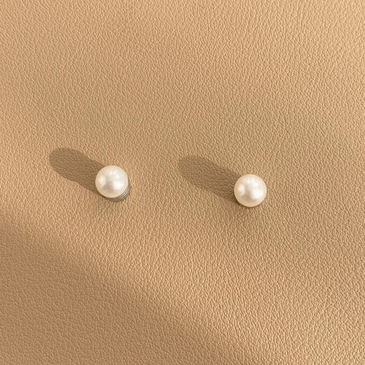 Lanshu (LANSHU) non-pierced artificial pearl ear clips for women, magnetic suction, punch-free clips, painless, small fake earrings for round faces, revealing face, earrings, earrings, pearl magnetic suction ear clips 8mm