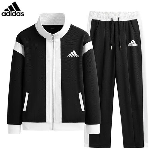 Adidas Clover Casual Sportswear Set für Männer und Frauen Frühling Neue lose Casual Fitness, die atmungsaktive zweiteilige Set Cardigan-Farbbündel-Set [weiß] M empfohlen 105-120jin [Jin entspricht 0,5 kg]
