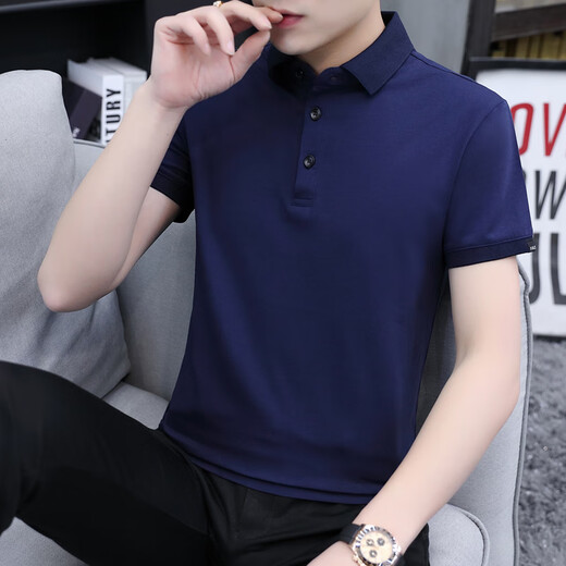 Septwolves (Septwolves) Ausschnitt Ausschnitt kurzärmelig T-Shirt für den Sommer-Herren-Revers Paul Top Solid Color Vielseitige Männer-Gelegenheitsgeschäft Polo-Shirt Weiß 5009 M 100-15jin [Jin ist 0,5 kg]