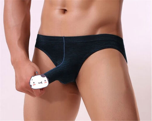 T-string men's low-waist men's double-butt underwear, sexy, cool and breathable T-pants, seamless hip lifting sports thong, dark lake blue M, recommended 80-100Jin Jin is equal to 0.5 kg