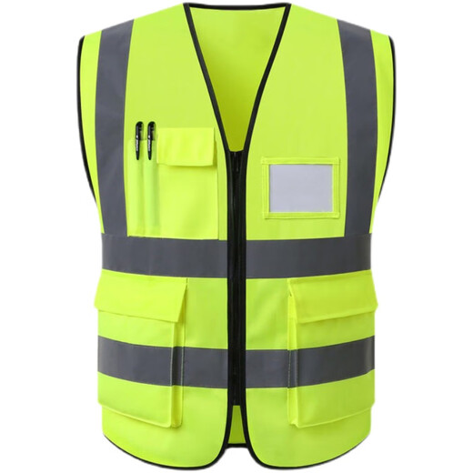 Reflective vest safety clothing cycling construction reflective clothing traffic sanitation work clothes Meituan fluorescent yellow vest printing knitted fabric orange red (10 pieces)