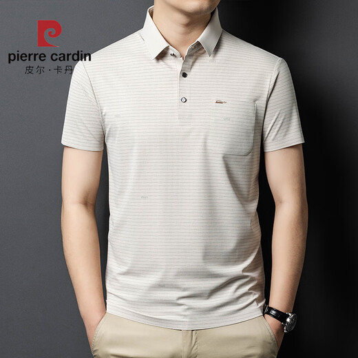 
Pierre cardin 2025 ice silk short-sleeved men's T-shirt middle-aged dad outfit summer thin casual breathable striped polo shirt men red 15286 L 50 recommended weight 125-145 Jin [Jin equals 0.5 kg]