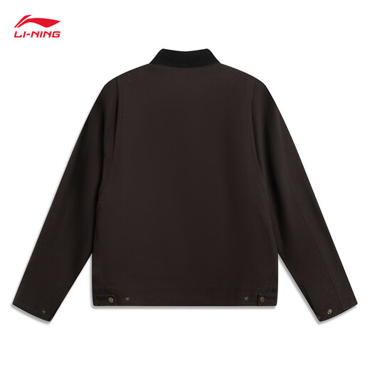 Li Ning Jacket Men's and Women's 25 Autumn New Skin Friendly Anti-Wrinkle Corduroy Lapel Retro Bath Style Sports Jacket Black and Brown-1 L