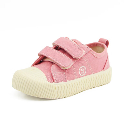TOPSTAR children's canvas shoes, white shoes, kindergarten biscuit shoes, sneakers, soft sole baby shoes, pink 27, inner length 17.5cm, recommended foot length 16.5cm