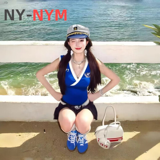 NY-NYM seaside sun hat jk sailor hat 2025 new summer sun protection hat women's sunshade navy hat summer beret striped round navy hat