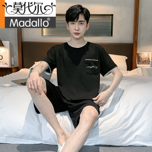 莫代尔男士睡衣2025新款纯棉短袖短裤薄款夏季休闲款两件套家居服男大码 9928# L 【建议100-120斤】
