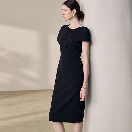 ROEYSHOUSE ROYSHOUSE Elegant Slim Dress Women's 2025 Summer New Design Sex Skirt 12003 Black M