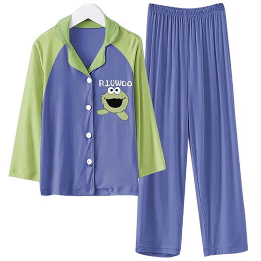 Modal Boys Pyjamas Spring and Automne Modal Children's Long à manches longues Mine de taille moyenne pour enfants pour garçons pour garçons 2024 Nouveau automne 2M - PROS-12158 8 Tailles (100-110) CM