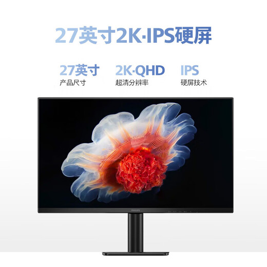 飞利浦（PHILIPS）27英寸2K IPS 8bit 低蓝光 HDMI+DP 节能认证 设计显示屏幕 办公电脑显示器 27E2N1500L 2K75Hz