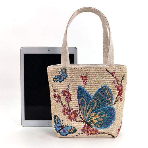Yunluo mobile phone coin double-sided canvas handbag small bag fashion gold jacquard canvas bag embroidered outing handbag mini butterfly