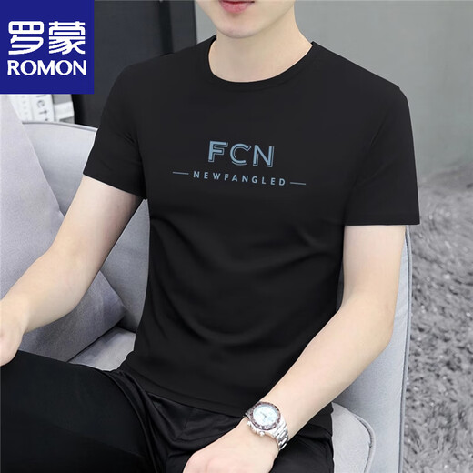 
ROMON (ROMON) Ice Silk Modal Men's Short Sleeve T-Shirt Summer 2025 New Fashion Half Sleeve T-Shirt Top Men's Clothing D1423 White One Size 100Jin[Jin equals 0.5 kg]-110Jin[Jin equals 0.5 kg]