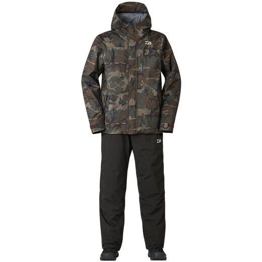 DAIWA 24 Autumn and Winter DW-3524 Winter Rainproof Set Outdoor Leisure Fishing Raincoat Fishing Suit Black Top_Black Trousers 2XL