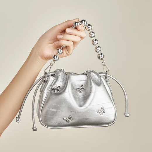 
Golden Fox (FOXER) 2025 new fashion luxury cloud bucket bag shoulder chain crossbody women's bag birthday gift for girlfriend silver