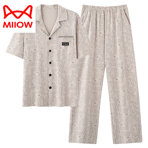 Catman (Miiow) se puede usar para pantalones de manga corta de algodón de verano de verano para hombres, el verano delgado se puede usar para el traje de ropa para el hogar F-9859 4xl
