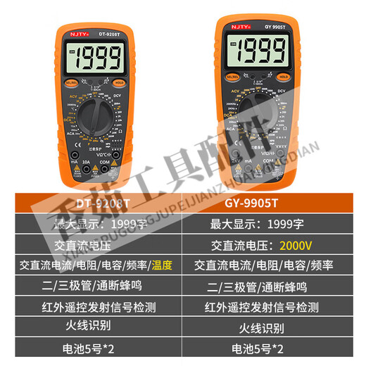 Pupan Tianyu 2KV Hochspannung Mine Digital Display Anti-Brand-Messgerät Hochvorbereitete digitale Multimeter Multifunktional 9905T9208 GY-9905T Standard (2000-V-Hochspannung)