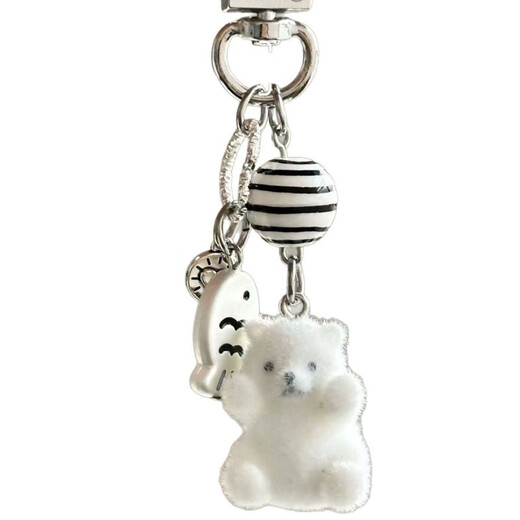 冰川系列 植绒卡通钥匙扣北极熊挂件立体可爱ins包包礼物挂饰 水獭宝宝挂件 普通包装