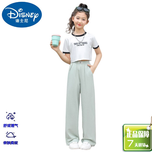 Disney Girls Internet Celebrity Street Fried Street Set 2025 New Children's Summer Sports Short Sleeve Two-Piece Set Women's Day Gift Official Flagship 9731 Purple + 15025 meters white [Set] 120 cm