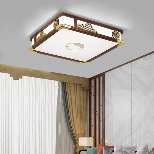 Opple Nuevo techo de estilo chino Luz de sala de estar Lámpara Lámpara moderna de madera maciza Estilo chino Romento de comedor antiguo Iluminación LED LED 1W 9896 Round 76 Polo inteligente