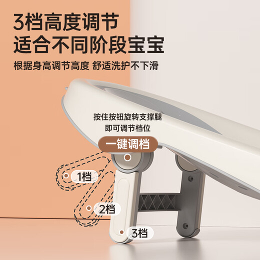 iuu婴儿洗澡盆 可折叠宝宝浴盆大号 洗澡神器躺托浴架新生儿童用品 【北欧灰】+可调节感温浴架 材质：FAD食品级材质检测认证