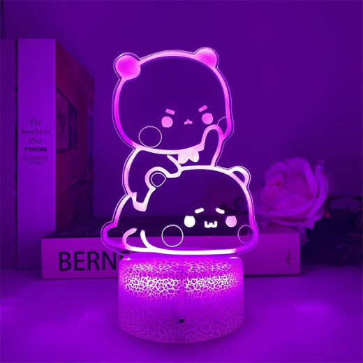 一二布布usb小夜灯led卡通动漫周边卧室可爱摆件景品生日礼物 3895 一二布布  两人拍照款 黑色7色触控款