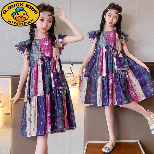 G.Duckkids Vestido para niñas Princesa Vestido de princesa de verano Falda de verano Summer Summer Cloting Summer Clothing 2025 New Children's Clothing SX3271 Manga de pétal