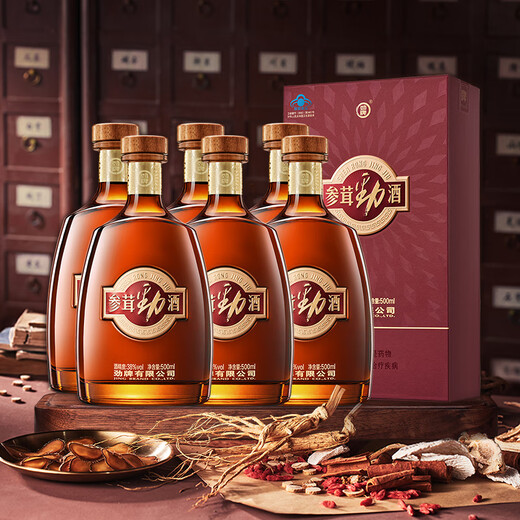 Jin brand 38% ginseng and antler wine gift box, Spring Festival gift box, high-end gift collection, self-drinking, wine holiday gift, 38% 500mL 6 bottles, 6 bottles of ginseng and antler wine in box