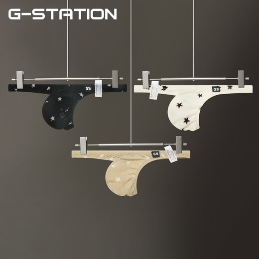 G-STATION sexy Japanese small style men's thong star polyester small mesh breathable quick-drying underwear white L