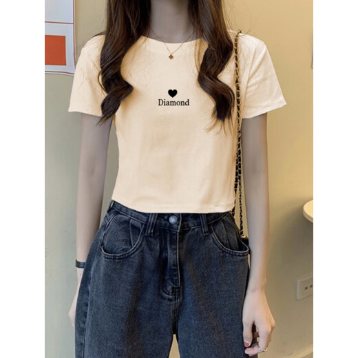 皮尔卡丹（pierre cardin）2025夏季新款设计感正肩短款t恤女百搭短袖显瘦小个子上衣潮女 KE-693白 M