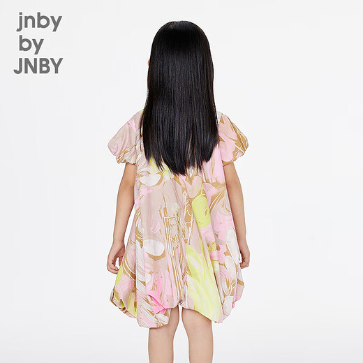 jnby by JNBY新款江南布衣童装A型圆领短袖中长款连衣裙25夏女童1P4G11960 690/杂粉 图案随机 150 cm