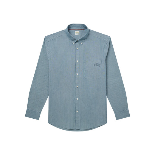 HAZZYS Men's Autumn Cotton Long Sleeve Shirt Men's Pinstripe Front Chest Pocket PHIZ Business Casual Men's Shirt Dark Green DG XL (180/100A 50)