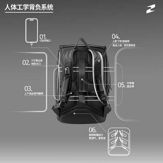 TAJEZZO trendy backpack for men commuting travel backpack large capacity functional computer school bag N7L N7L black__female bag about 25L_sub bag 1L_adapted