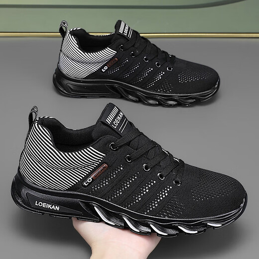 Les mêmes chaussures de sport de marque pour les hommes en été Nouveau mesh en mesh, chaussures de course absorbant les chocs de choc volant des chaussures en maille résistantes à l'odeur volant AC3888 Black 41
