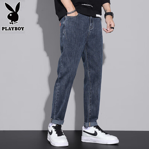 Джинсы Playboy Men's Summer Thin Thin Chare показывает, что высоко свободно покрывало модным ретро-ретро. Универсальные летние повседневные брюки мужчины 6621 черные [лето тонкие] 28 [2 фута 1-вес 90-100 Jin [Jin равняется 0,5 кг]]]