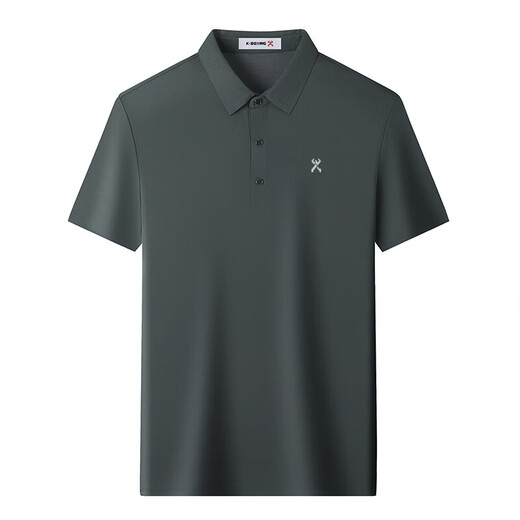 Jinba Men's Clothing (K-Boxing) Jinba Brand Men's Short Sleeve T-shirt Mulberry Silk Summer Casual Lapel Men's Polo Shirt [Diamond Green] 699 L 175/92A