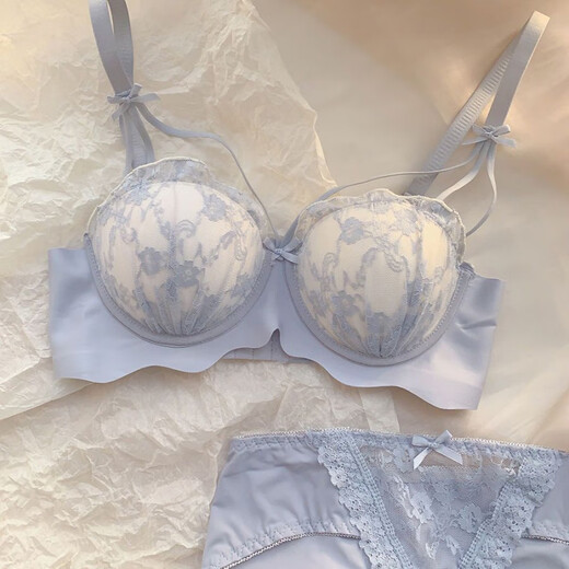 雅鹿性感蕾丝内衣女小胸聚拢无钢圈提胸bra防下垂上托纯欲少女文胸罩 香槟【单件】 M 【34/75 AB】