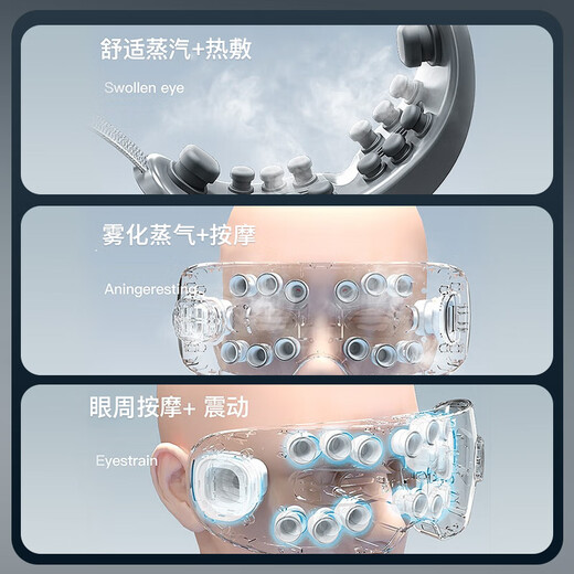 WayourCare德国眼部按摩仪护眼仪 热敷眼罩眼部蒸汽雾化父亲节礼物点震式儿童眼睛按摩器送妈妈女友男生长辈 白色款 礼盒装