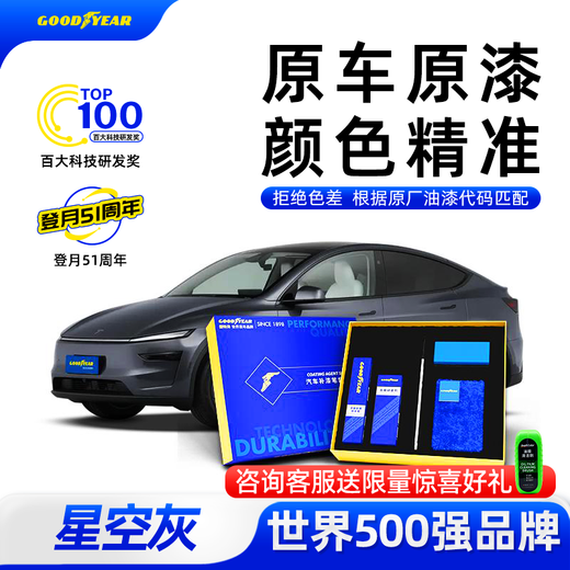 Goodyear Tesla car paint touch-up pen, self-painting car paint repair artifact, wheel repair scratches, original car color adjustment, Tesla-Star Gray car paint touch-up pen set (grinding + repair)