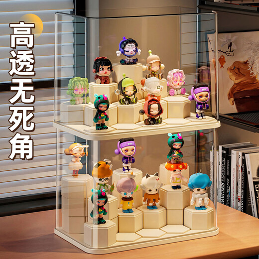KAMAN Blind Box Storage Display Rack Transparent Dustproof Acrylic Building Block Figure Display Cabinet Bubble Mart Toy Display Box Extra Large Contains 18 Building Blocks 2 PCs