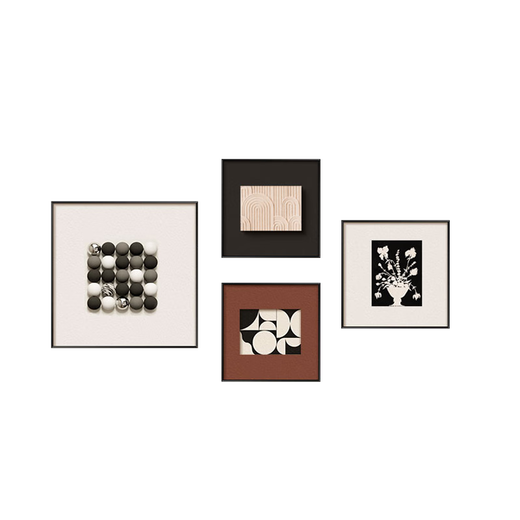 Jiancao three-dimensional sandstone Italian minimalist living room decorative painting high-end sofa background wall hanging painting medieval style restaurant mural A small set: 50*50+30*30*2+40*40cm Black [aluminum alloy frame] Three-dimensional solid wood painting + textured sandstone + woven leather