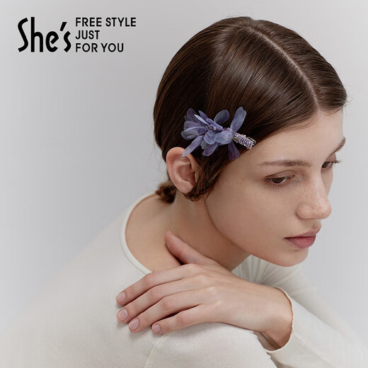 She s Akiko hair accessories Monet impression romantic tulle flower edge clip light luxury duckbill clip hairpin birthday gift