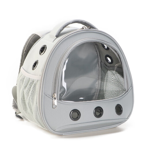 OIMG Yorkshire puppy outdoor carrying bag small pet outdoor backpack transparent folding high-looking cat school bag gray (Yorkshire/small pet) 32-23-31CM (small space, suitable for small pets