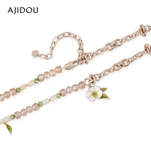 Collier Ajidou Ajidou pour la série de jardin sauvage pour femmes Fashion Allliage Crystal Pendant Pink + Green 42.5cm 1 Piece