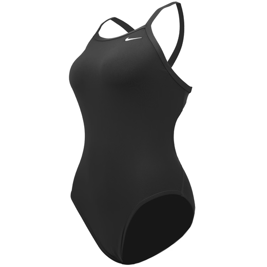 Nike (NIKE) Hydrastrong neuer bestickter, hochgeschnittener, einteiliger Badeanzug für Profi-Rennsport, einfarbig, Sport-Racer-Rücken, chlorbeständiger Badeanzug 001, Schwarz, XXS /24