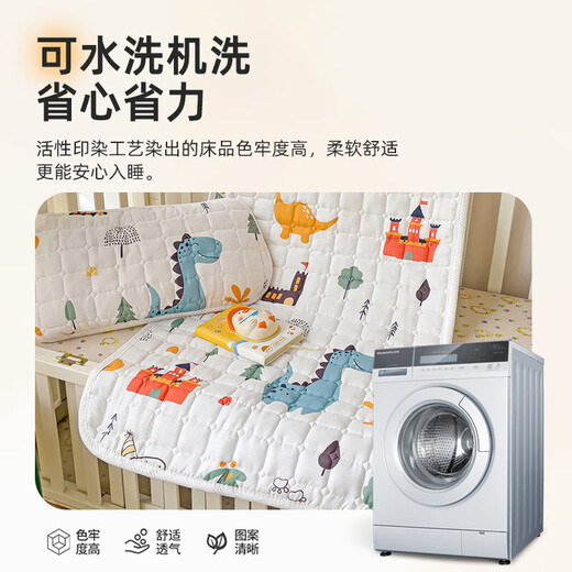 Double-layer gauze mattress baby small mattress pure cotton spliced bed soft cushion children kindergarten sleeping mat baby mattress Dinosaur Castle single mattress 60*135cm recommended size in kindergarten