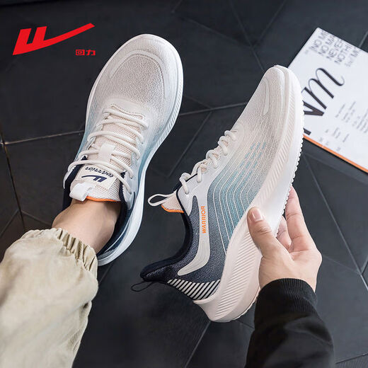 Yiyered Yiyered Men's Shoes 2025 Spring Новая спортивная обувь Мужская универсальная удобная мягкая подошва кроссовки весна и осень -дышащие туфли сетки белый апельсин синий 1289 модернизированная модель 39