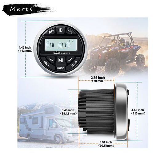 Yachts, speedboats, motorboats, ships, RVs, bathroom waterproof SPA Bluetooth radio MP3 player 833 silver black border electroplating official standard configuration