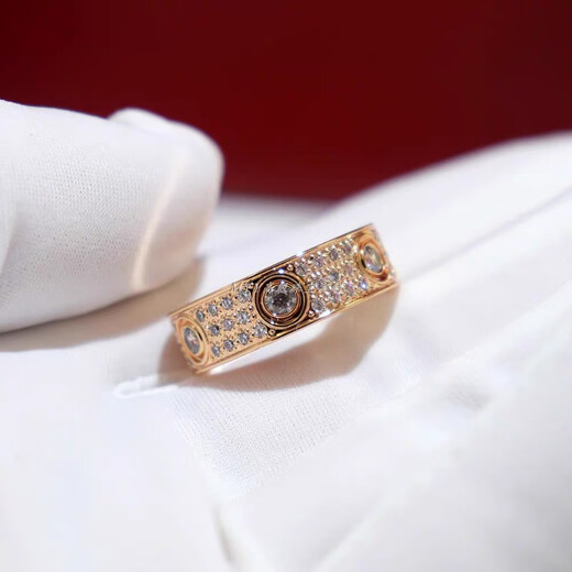 QUAMER 18K rose gold baby's breath set with diamond replacement ring AU moissanite fashion all-match ring No. 6 (90 Jin Jin is equal to less than 0.5 kg)