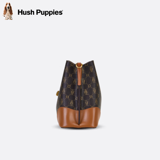 暇步士（Hush Puppies）女包2025新款单肩包经典老花复古包包百搭潮流水桶包七夕节礼物