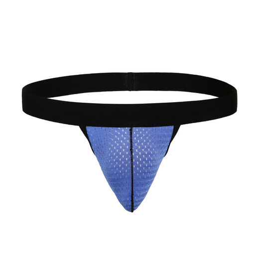 Low-waist sexy underwear for men, ice silk, seamless, men's bag, empty back, gay large size thong, T-pants, breathable and fun, yellow S