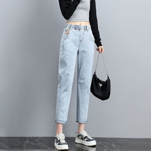 Jeans elásticos de nueve puntos de Suowanyi Blue de nueve puntos